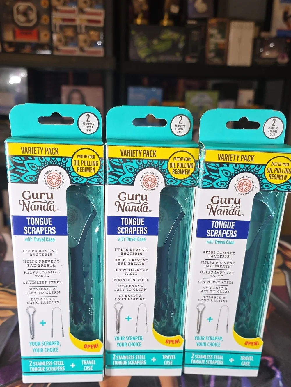 Teal Tongue Scrapers Variety Pack with Travel Case (3pk)